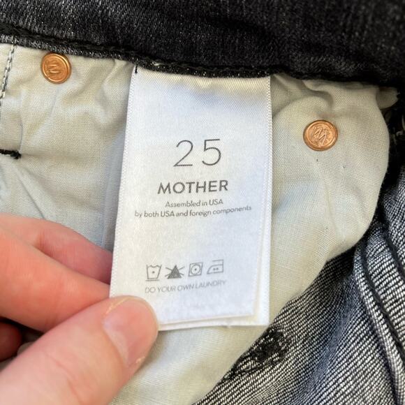 MOTHER High Waisted Rascal Ankle Step Fray Distressed Night Garden - Size 25 - Picture 10 of 14